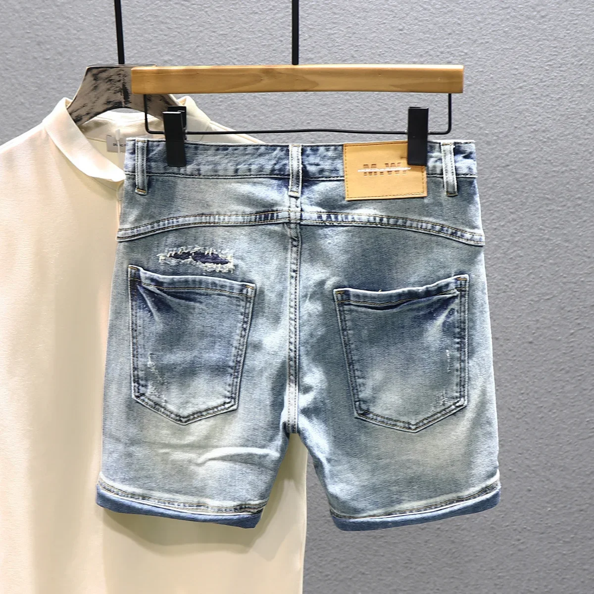 Fashion Summer Luxury Vintage Y2K Men\'s Jeans Designer Washed Distressed Ripped Vintage Classic Blue Boyfriend Denim Shorts Male