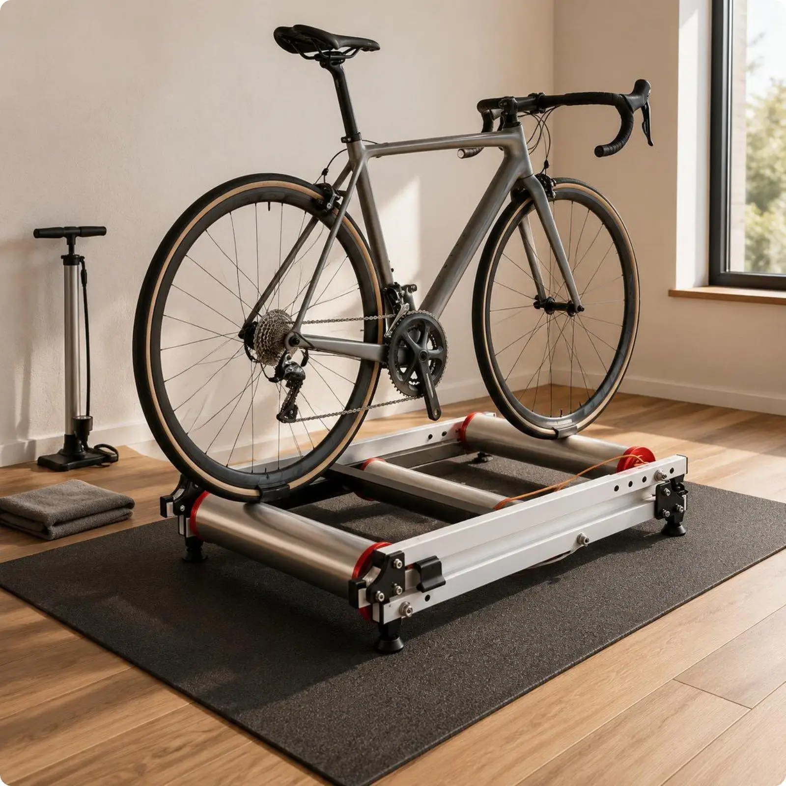 Indoor Bike Rollers Easy Setup Indoor Bike Roller Even Surface Foldable Cycling