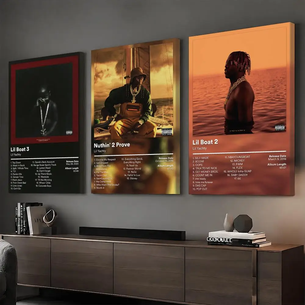 Singer L-Lil Yachty Album Cover Framed Wall Painting Ready To Hang Canvas Wall Art Poster For Bedroom Home Decor Gift