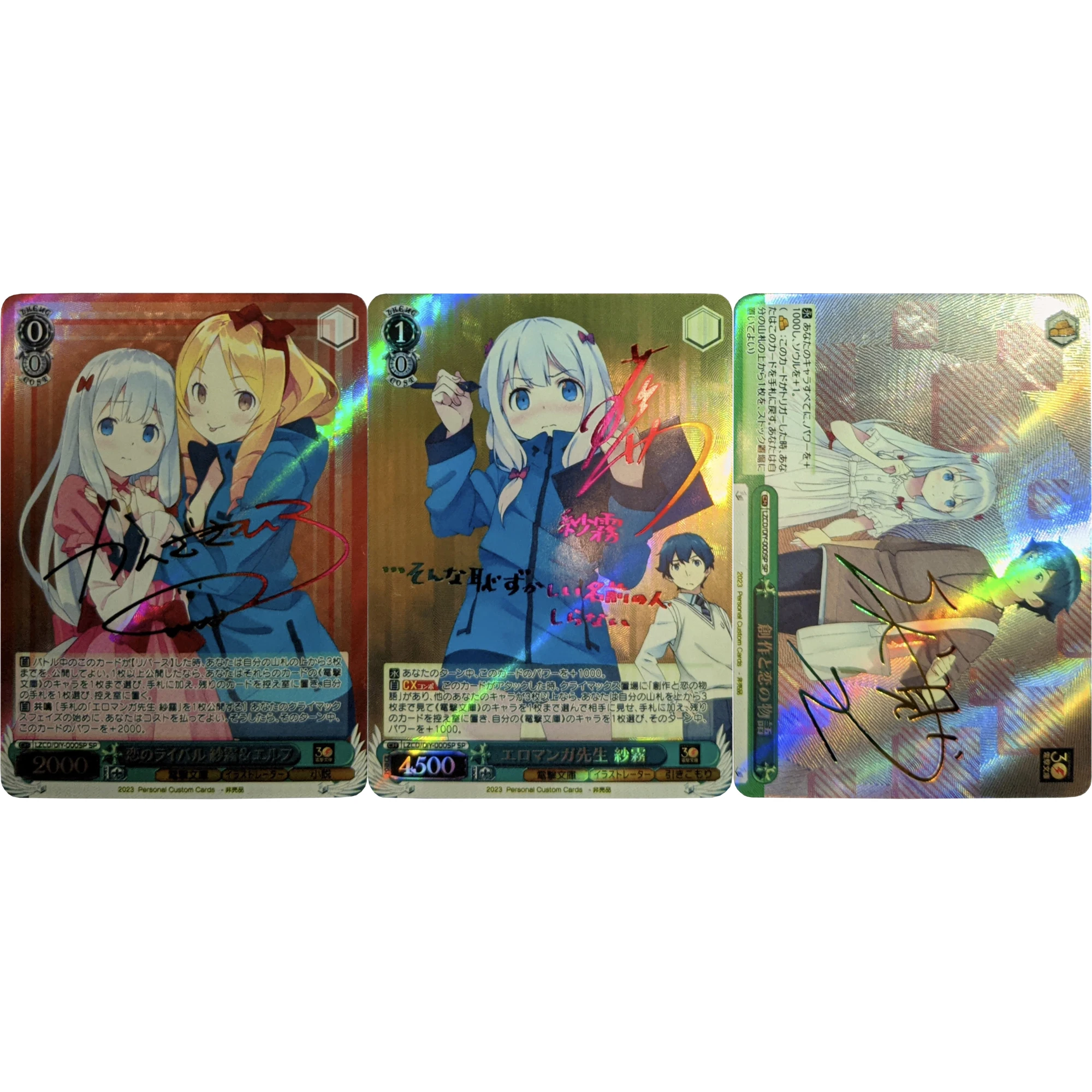 

Diy 3Pcs/set Izumi Sagiri Hot Stamping Signature Flash Card Classic Game Anime Collection Cards Gift Toys