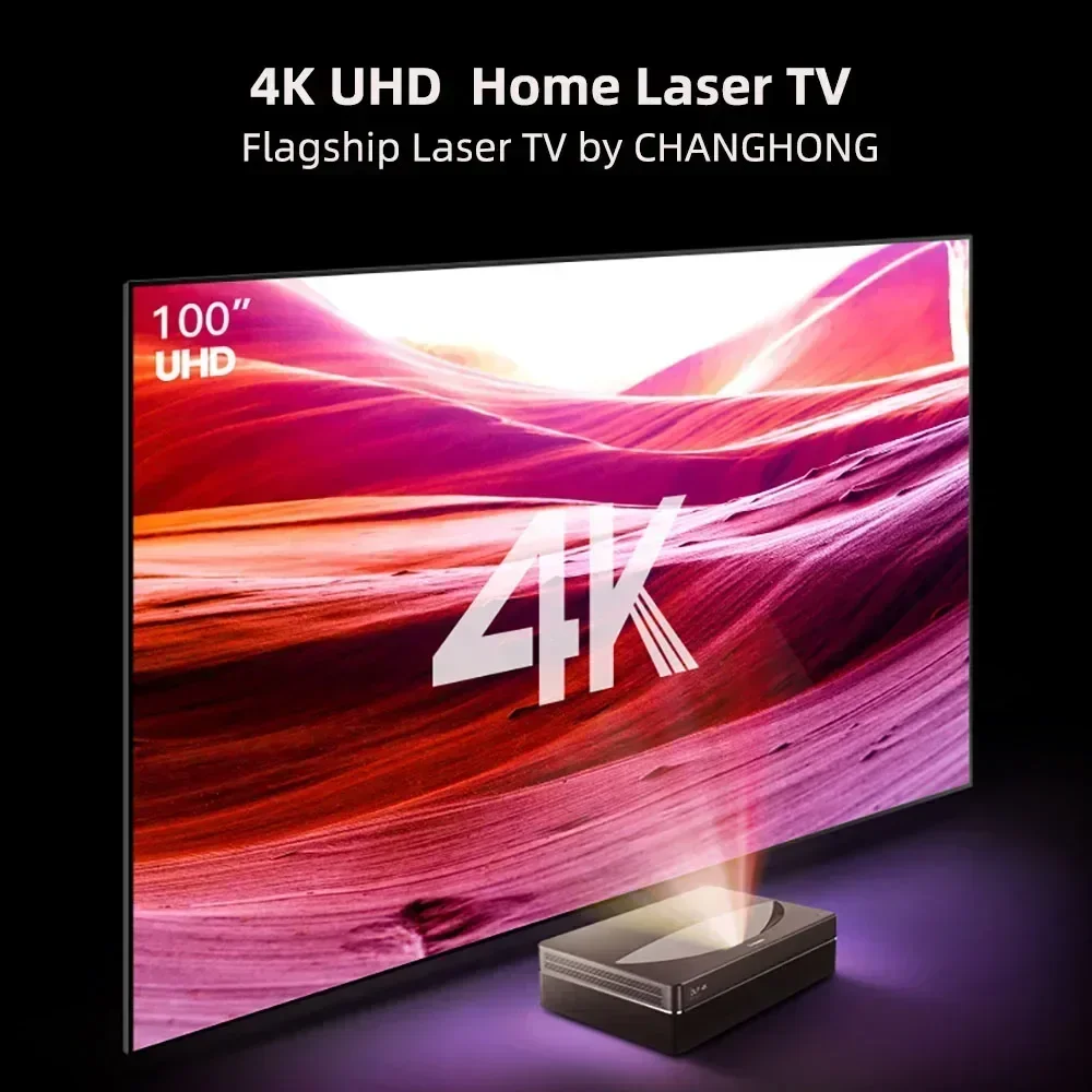 Проектор Changhong DC90 для домашнего кинотеатра 4K UHD с 4500 люменями ANSI 3 ГБ ОЗУ 64 ГБ ПЗУ HDR10+ MEMC 8-точечные проекторы Keystone