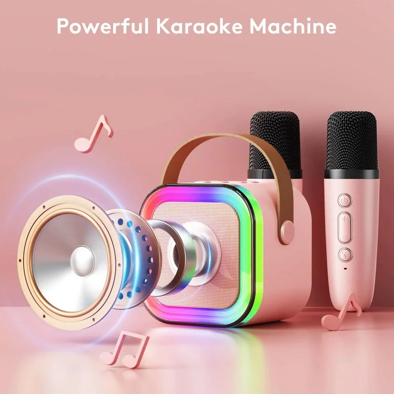 karaoke machine with 1/2 wireless microphones portable 5.3 PA Bluetooth speaker system RGB lights audio home KTV kid gifts