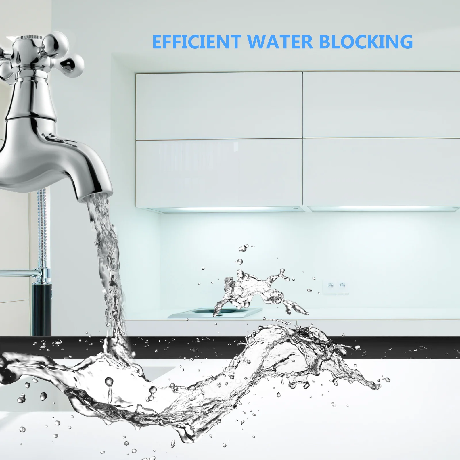 

Adhesive Splashing Guard 2m High Grade Solid Silicone Kitchen Counter Water Blocking Baffle Dry Wet Separation