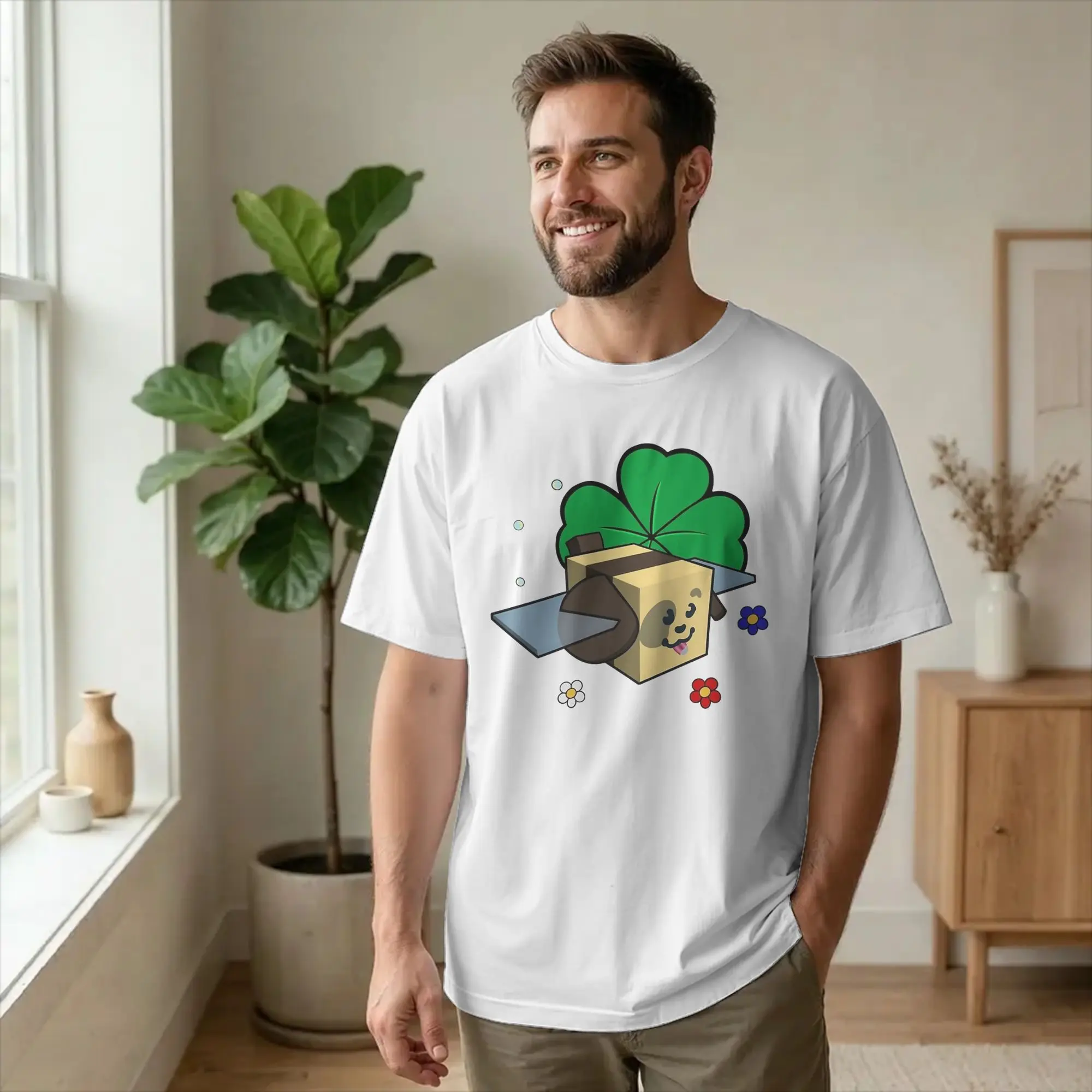Men T-Shirt Bee Swarm Simulator Collection BSS Crazy Cotton Tee Shirt Short Sleeve Clover‌ T Shirts Crewneck merch Plus Size