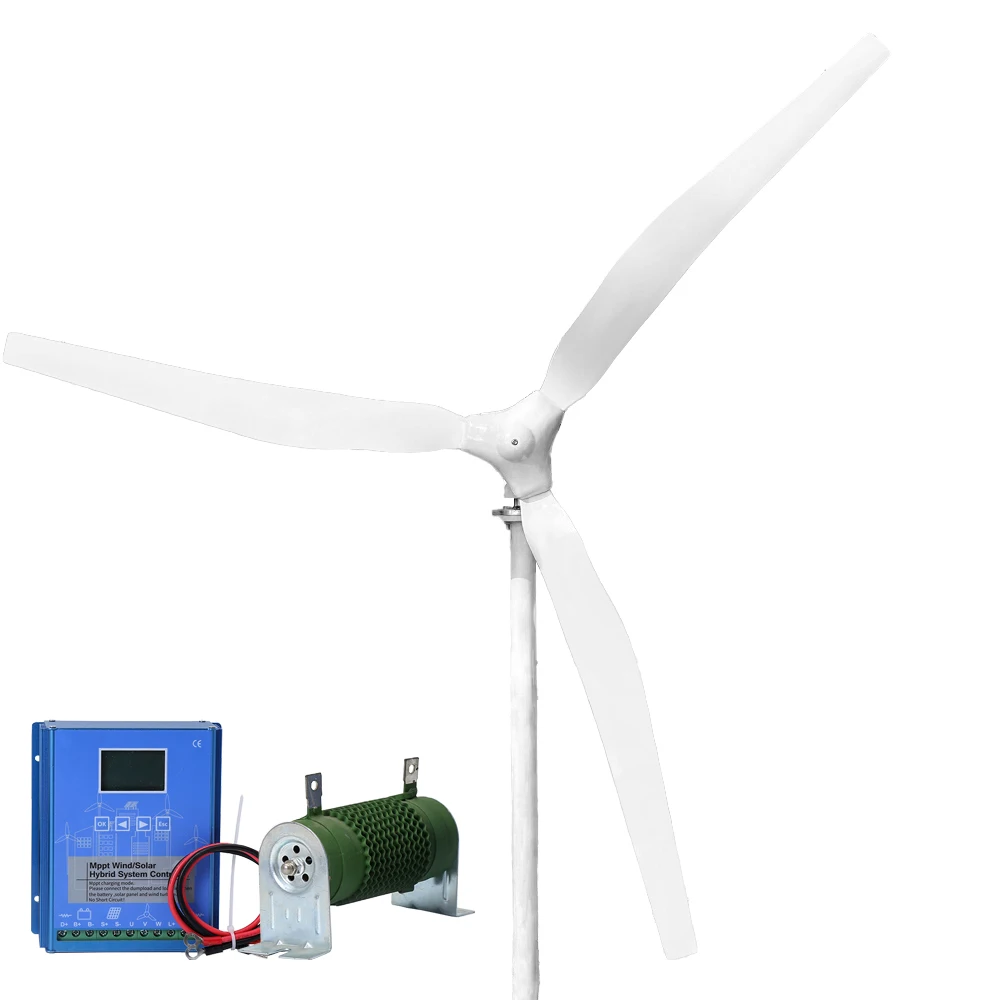 Powerful 20000W 12V 24V 48V Home Wind Turbine Kit, Horizontal Axis Low Wind Speed Start-up for Rooftop or Tower Mounting