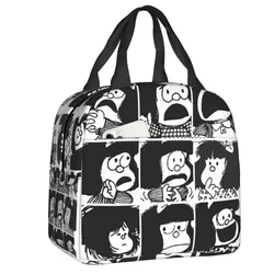 Anime Xadrez Mafalda Cobertor Isolado Sacola de Almoço, Bonito Saco Quino, Refrigerador Térmico Portátil, Caixa De Comida, Crianças da escola, Kawaii