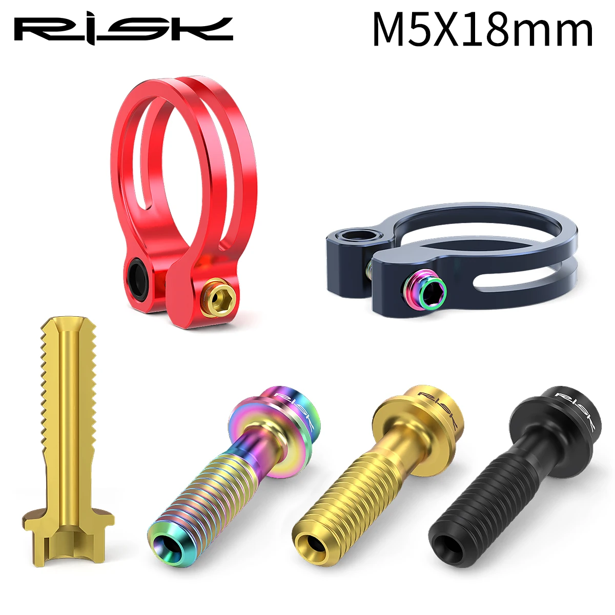 RISK M5x18mm Seat Screws Mountain Bike Titanium Alloy Brake Lever Screw Handheld Seat Tube Clamp Hollow Fixed Bike Accessories