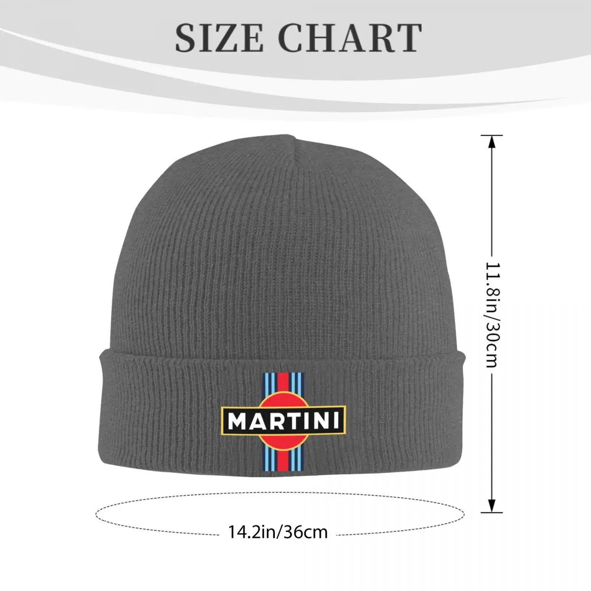 Martini Racing Stripe Warm Knitted Cap Fashion Bonnet Hat Autumn Winter Outdoor Beanies Hats for Unisex Adult