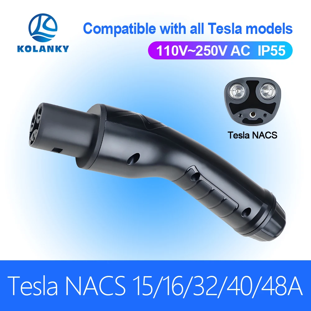 KOLANK Tesla NACS Socket Electric Car Charging EV Charger Tesla Plug 16A 32A 40A 50A Current Electric Car Side for Model 3 X Y S