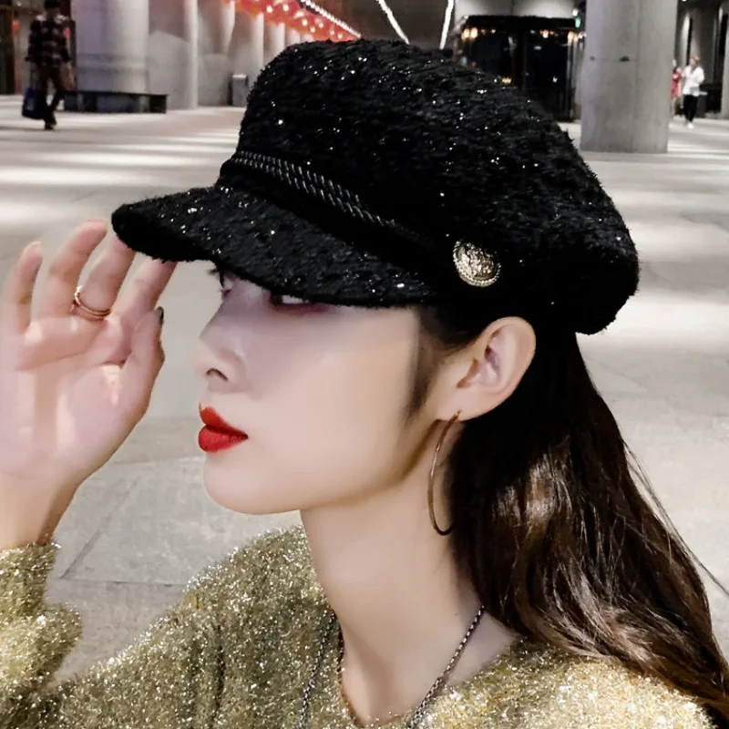 

Beret Women's Korean Edition Trendy Spring Autumn Winter Hat Women's Octagonal Hat Internet Famous New Versatile Duck Tongue Hat