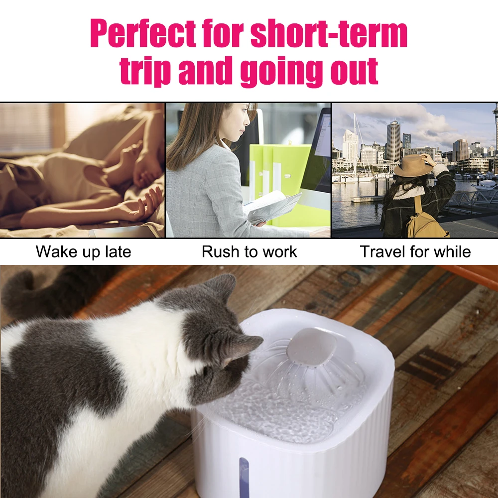 With LED Light 3L Cat Water Dispenser Cat Dog Drinking Bowl USB Pet Smart Drinking Feeder Automatic Water Fountain Pet Supplies