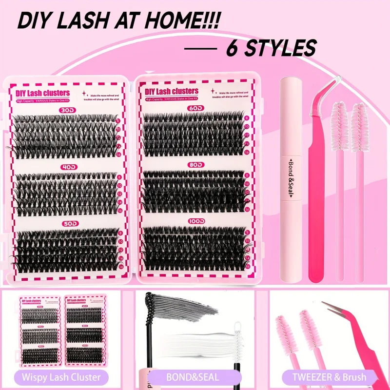 6 أنماط لاش تمديد كيت 8-16 مللي متر D حليقة الرموش الصناعية الفردية مع السندات وختم الغراء والملقط والفرشاة #2