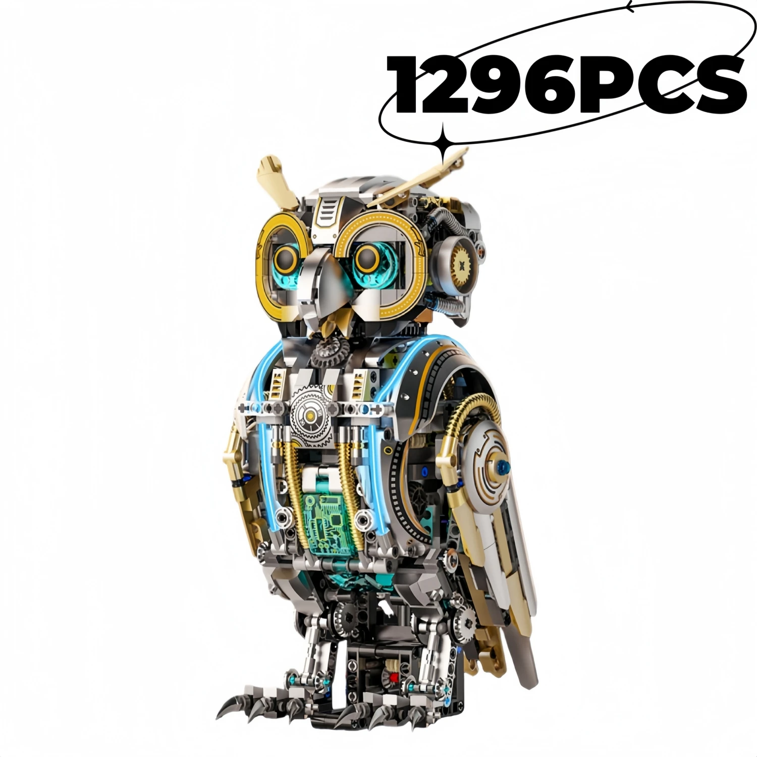 

1296PCS Mechanical Owl Building Blocks 3D Creative Desk Decor Animal Series Mechanical Linkage MOC Model Gift Adults Kids