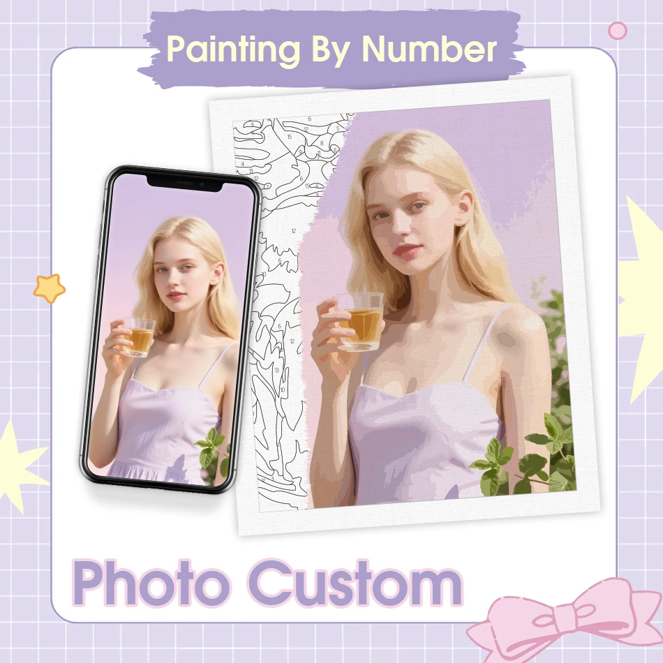 

RUOPOTY Photo Custom Painting By Custom Number 24 colors Portrait Picture digital painting set Watercolor Acrylic Original Gifts