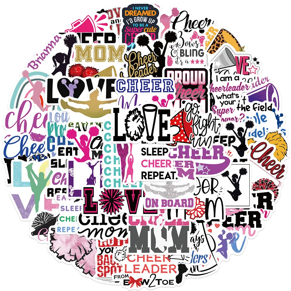 

50PCS Cartoon Cheerleader Cheer Sticker Personalized Decoration Luggage Laptop Stationery Box Waterproof Decal Graffiti Toy