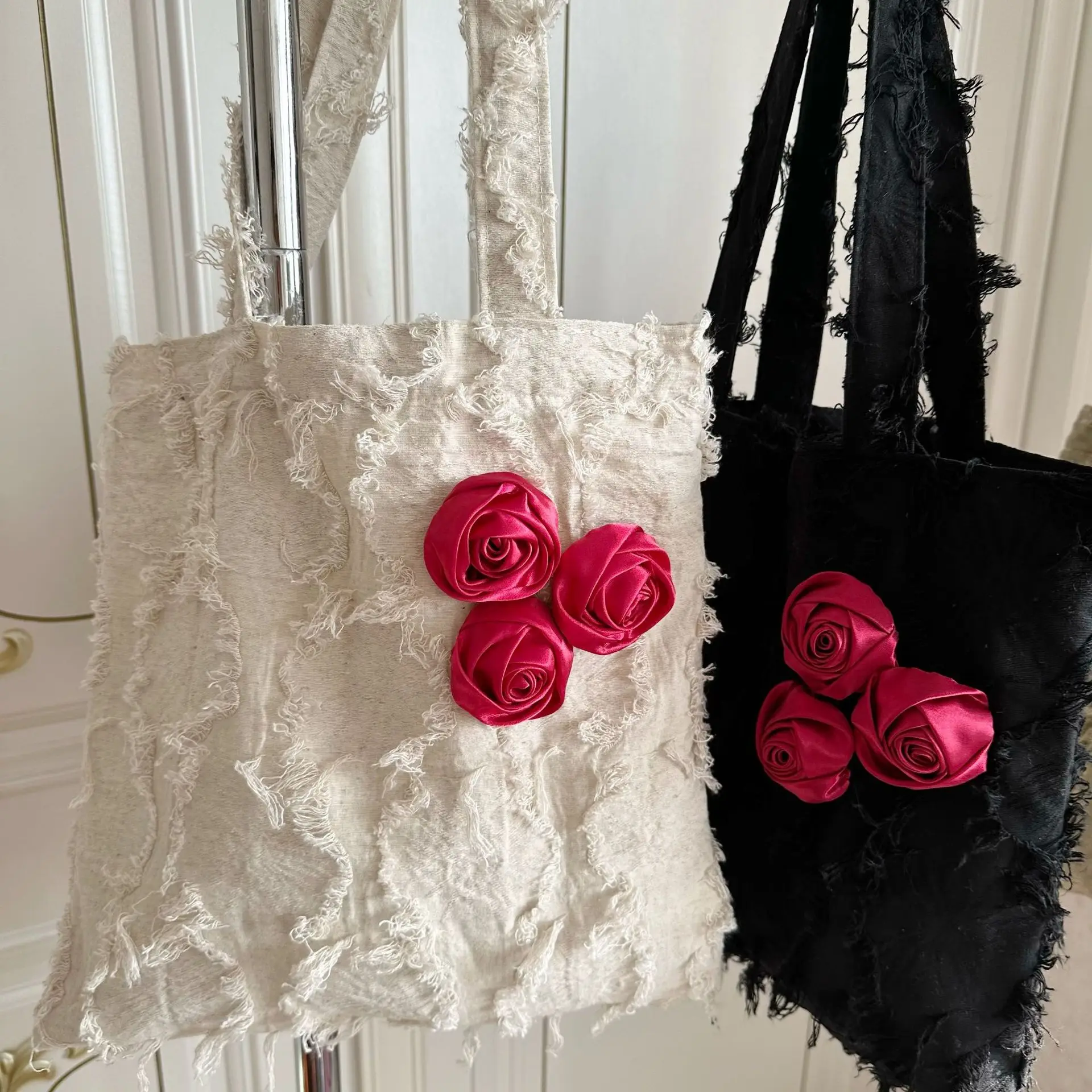 

Женская сумка через плечо в корейском стиле из льняного жаккарда с камелиями, ретро-дизайн, с кисточками, модная сумка-тоут, высококачественная, люксовая, новая, брендовая сумочка