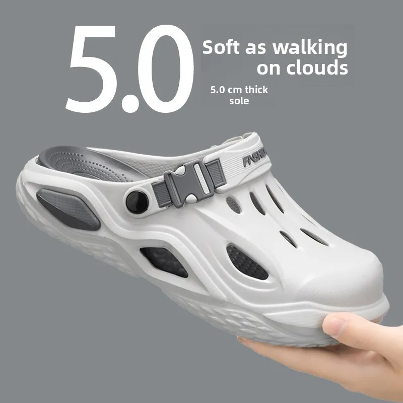 

Летние повседневные противоскользящие уличные мужские сандалии для вождения, дышащие спортивные пляжные стринги без шнуровки, тапочки на низком каблуке