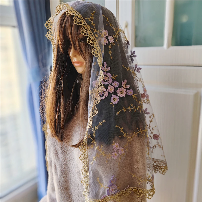 Vintage Mantilla Gold Head Scarf 30\