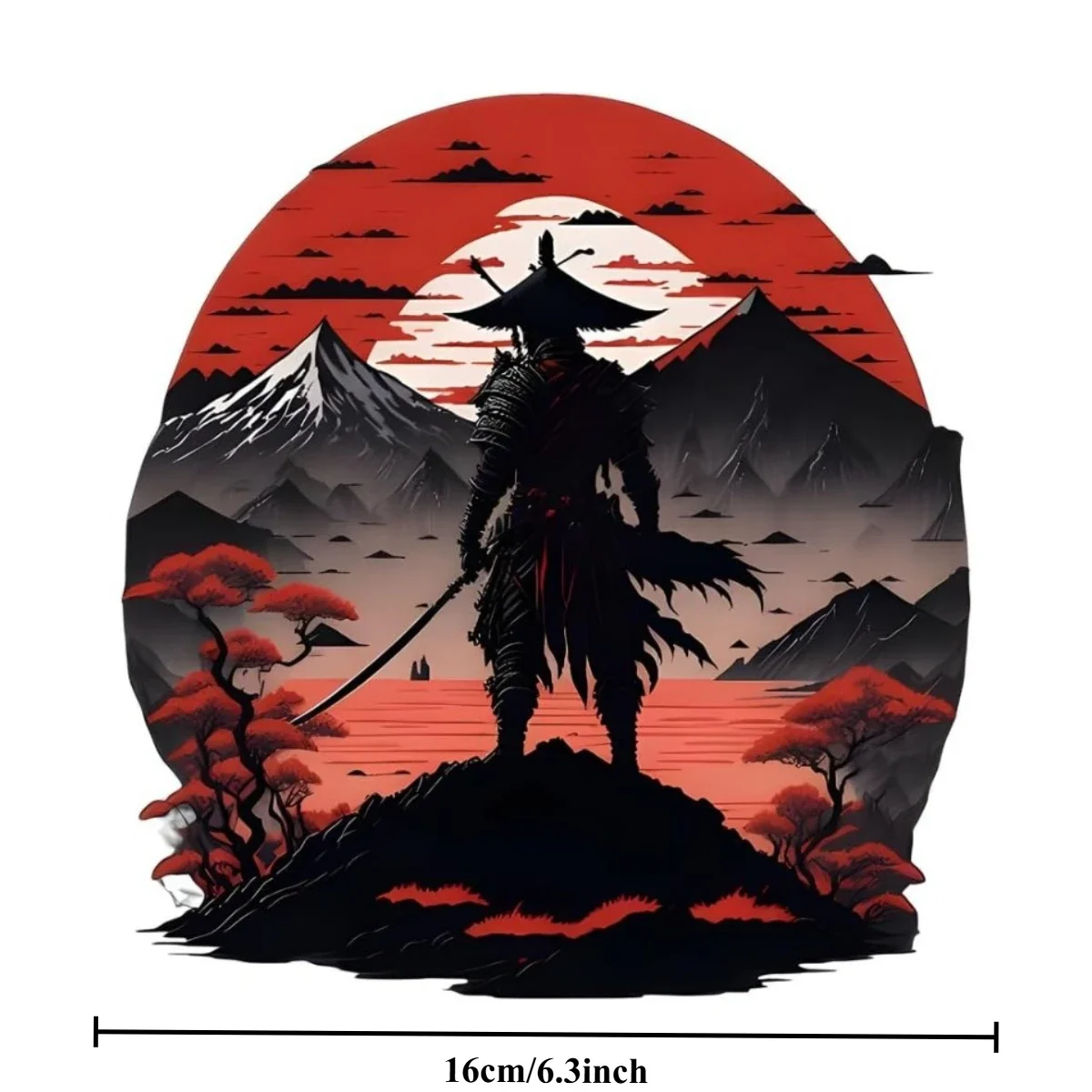 Red Sunset Samurai Silhouette Vinyl Sticker Waterproof UV-Resistant Decal for Car Bike Tank Bumper Luggage Wall DIY Decor Gift