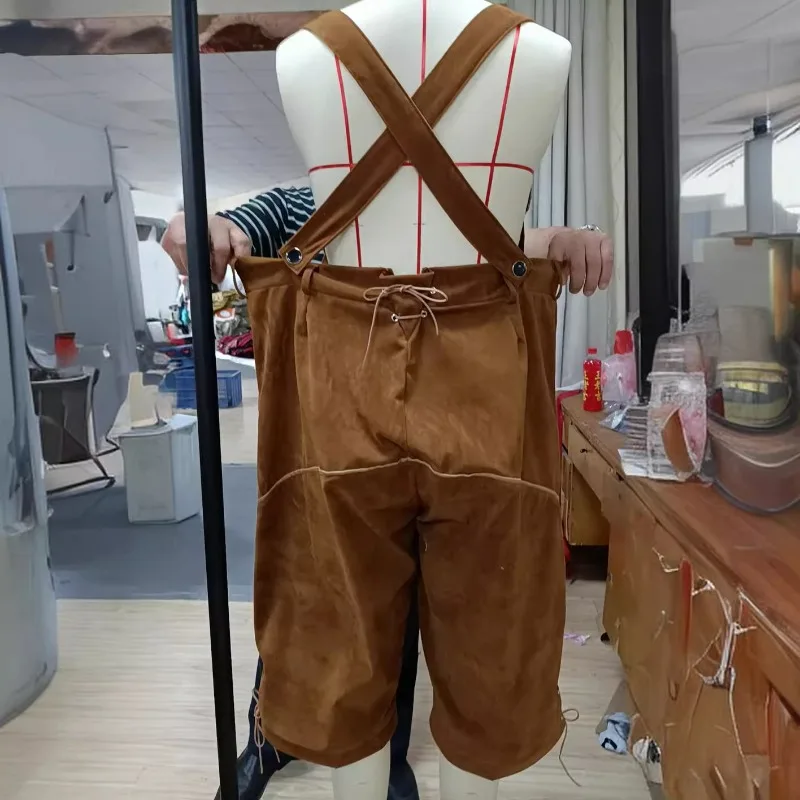 Adult Oktoberfest Costume Trousers Mens Overalls Oktoberfest Dress Costume Bavarian Man Costume Pants Carnival Purim Fancy Dress