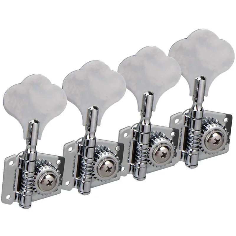 4pcs/set 4R Black Electric Bass Tuners Machine Heads Tuning Pegs Keys Set with Mounting Screws & Ferrules Guitar Parts