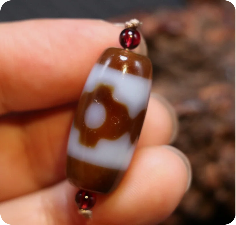 Magic Energy Tibetan Old Agate Honestly 3 Eye Coffee Color dZi Bead Amulet Totem