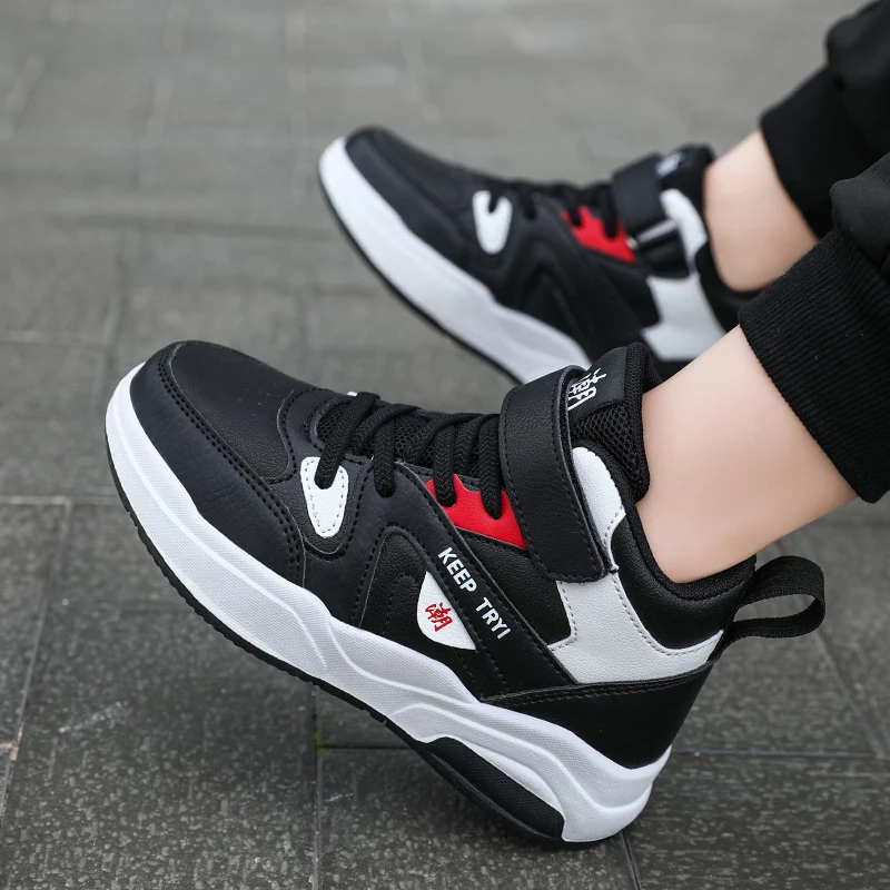 2023 Fashion Sneaker Kids 8-12 years old Autumn Flat Breathable High top Casual Shoes Leather Children aged 6-10 Boys Winter
