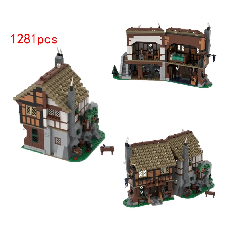 Spot MOC-200960 Medieval Blacksmith & Merchant Small Pieces Assembling Building Blocks Building Castle Model Toy Gift