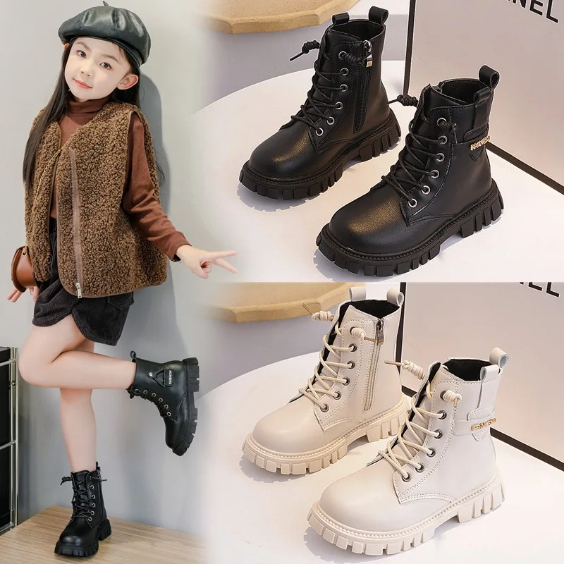 Girls\' Princess Short Boots Fashion Versatile Children Ankle Boots Thick Sole 2024 Autumn Winter New Girls Snow Boots Sweet Chic