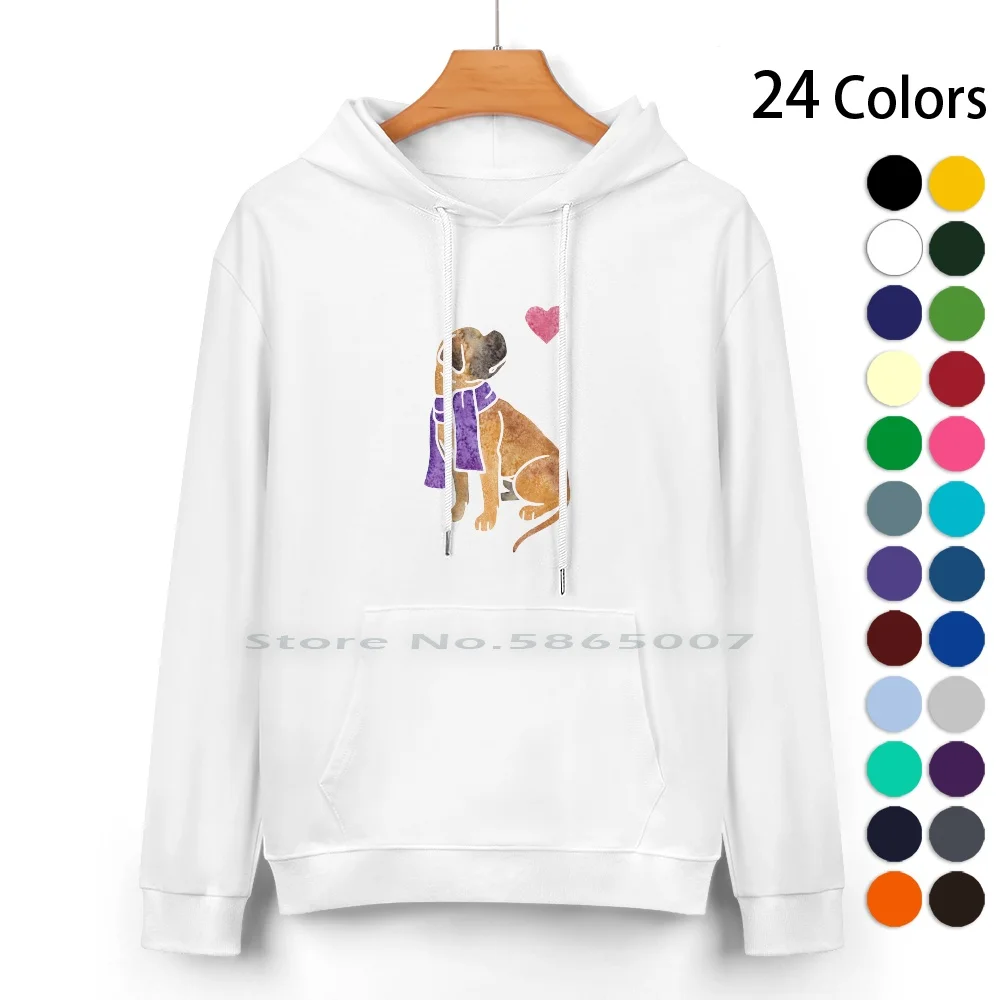 Watercolour Bullmastiff Pure Cotton Hoodie Sweater 24 Colors Bully Mastiffs English Mastiff Bullmastiff Dog Molosser 100%