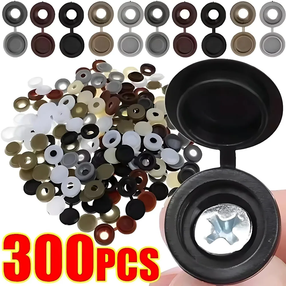 300/100PCS Tapas Decorativas de Plástico para Tornillos, Cubiertas Protectoras para Tuercas de Coche, Tapas para Tornillos Autorroscantes, Herrajes para Muebles