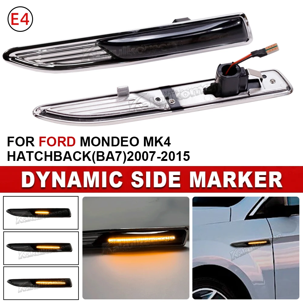 LED Dynamic Side Marker Turn Signal Light Sequential Blinker Lamps 2Pieces For Ford Mondeo 4 Mk4 BA7 2007-2015 Car Accessories