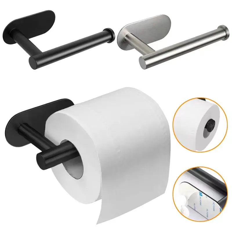 1/2 Pieces Bathroom Kitchen No Drilling Toilet Paper Holder Stainless Steel Self Adhesive Wall Mount Tissue Towel Roll Dispenser