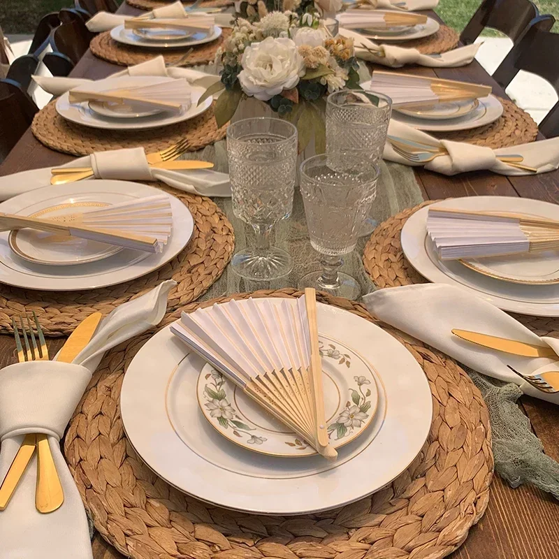 中国風の空白の扇子折りたたみ扇子紙扇子書道絵画ウェディングギフト個別包装