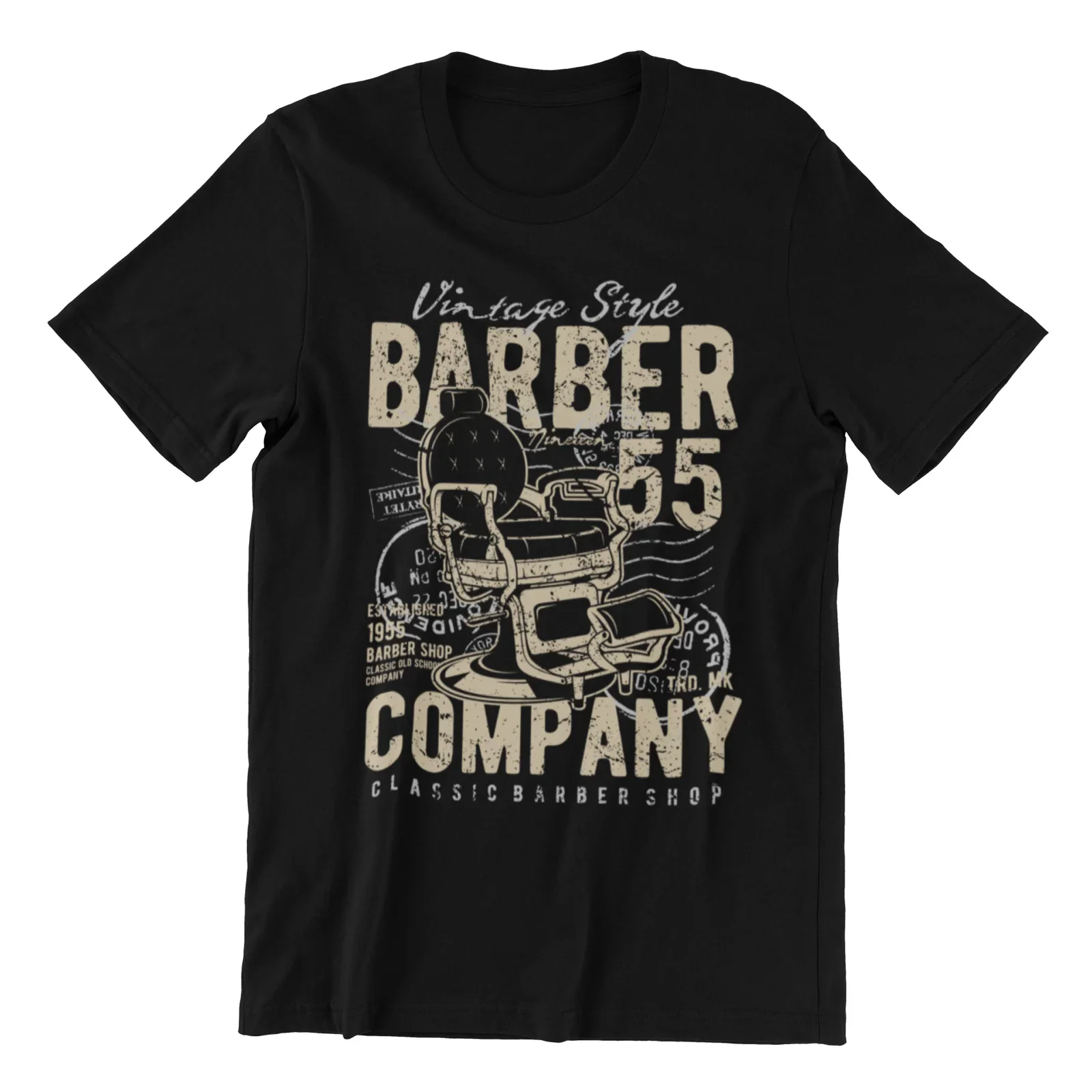 

Vintage Style Barber Shop Chair Razor Shave Gentlemen T-Shirt. Summer Cotton O-Neck Short Sleeve Mens T Shirt New S-3XL