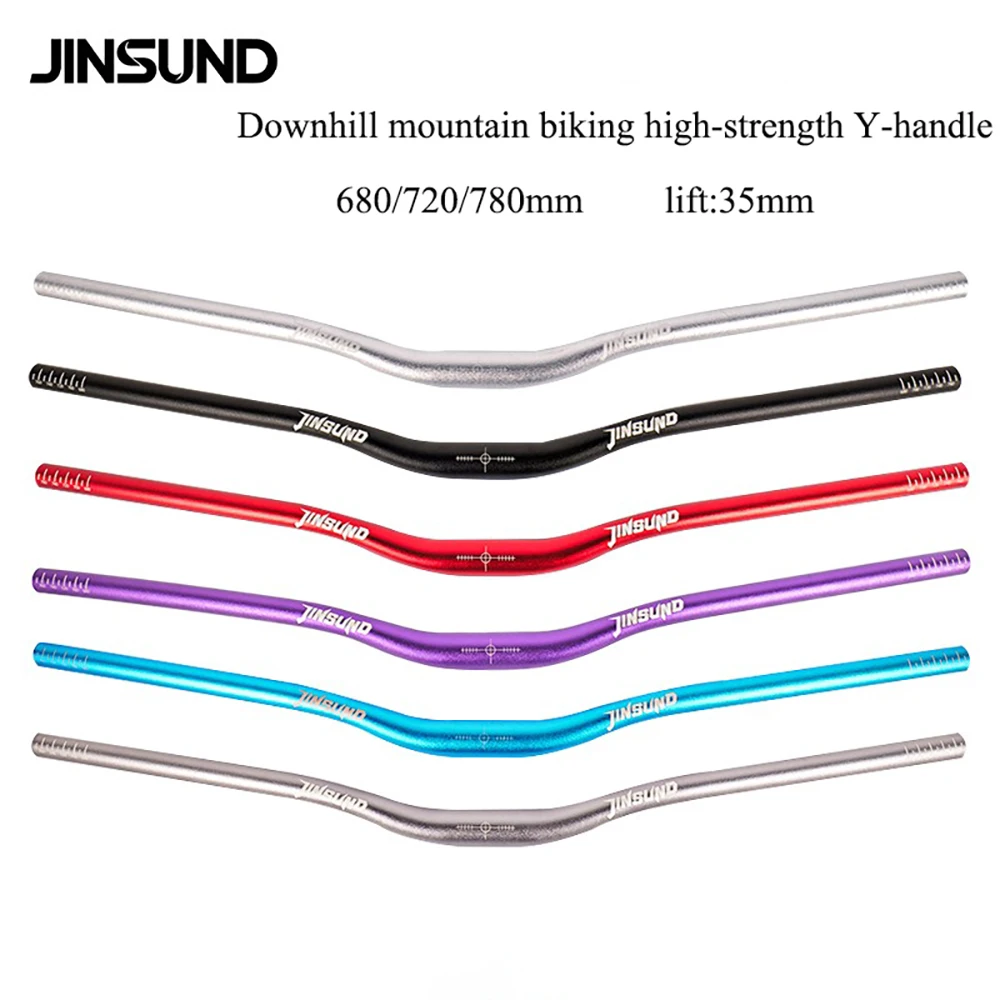 JINSUND Downhill Cross-Country High-Intensity Tapered Handlebar,Mountain Bike Aluminum Alloy,680/720/780mm,Handlebar Rise 35mm