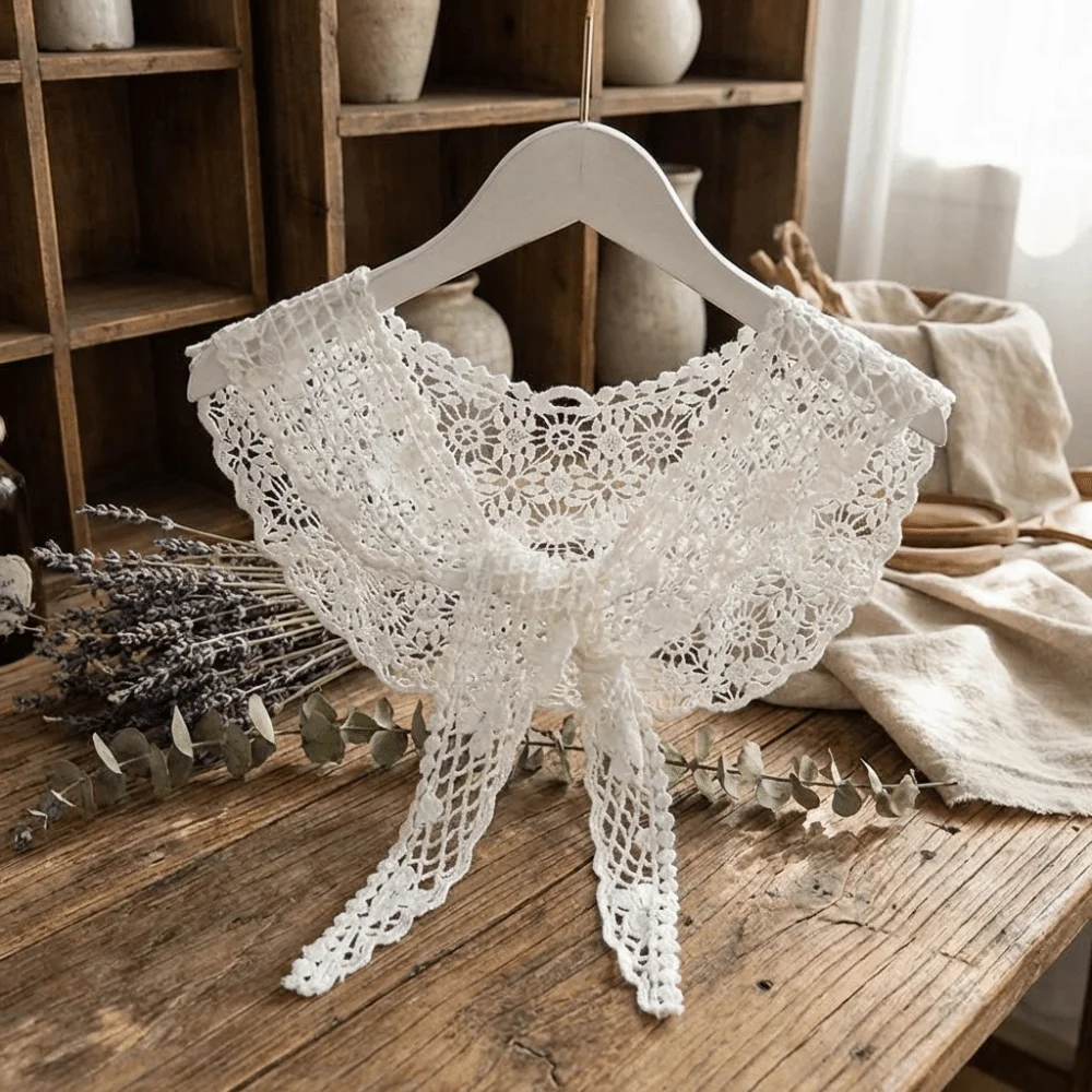 

Artistic Design Thin Lace Lace Shawl Solid Color Bohemian Small Shawl Elegant Hollow-out Shawl Casual Wear