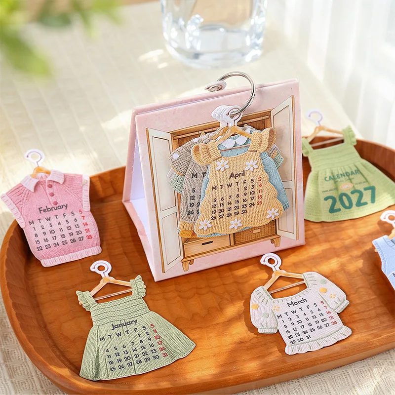 13Pcs 2027 Mini Desk Calendar Four Seasons Wardrobe Series Original Date Ornament Journal Decoration Vintage Stickers