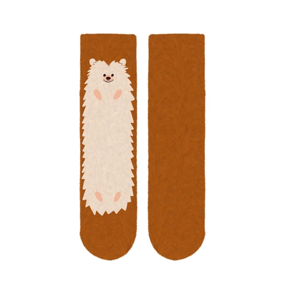 

Ins мультфильм хаски коралловые флисовые носки ежик милая собака плюшевые носки чулочно-носочные изделия ворсовые носки для сна женские мужские/женские