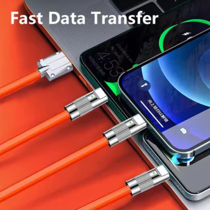 1/2PCS 3-in-1 1.2m 120W fast charging cable multi-scenario use suitable for iPhone Android Huawei phone tablet laptop