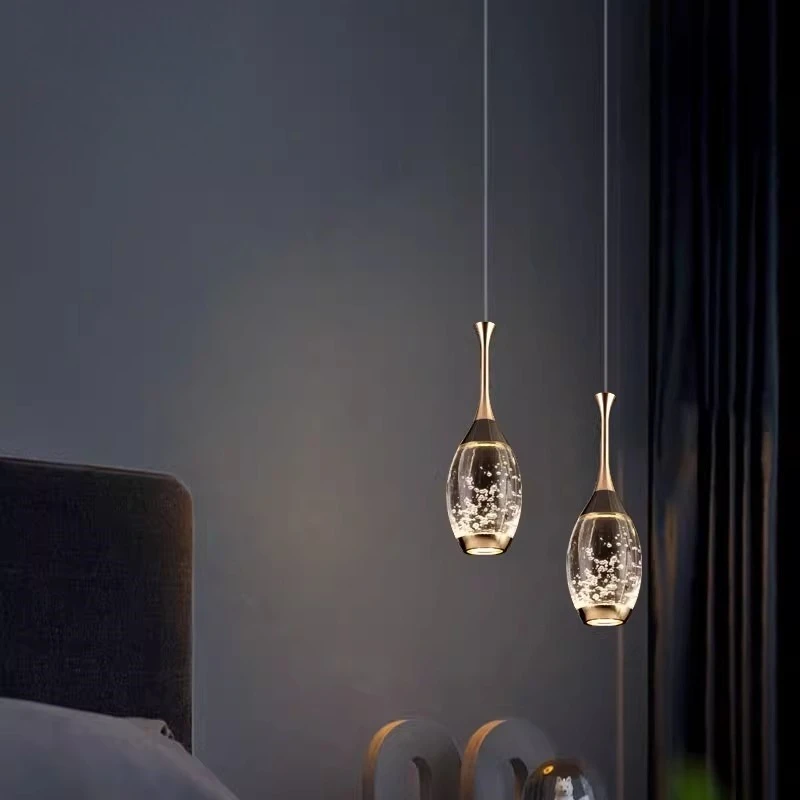 Light luxury high-end bedroom bedside chandelier crystal lamp modern simple decoration chandelier single head bar lamp