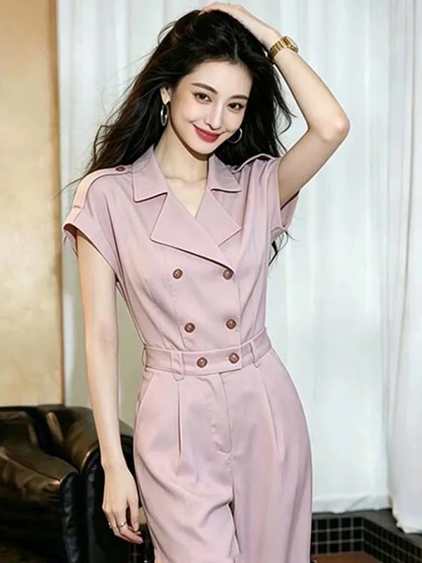 

Elegant Commuter Jumpsuit Beautiful Celebrity Personality Summer 2026 High Waist Long Pants Polyester Fiber Women's Suit