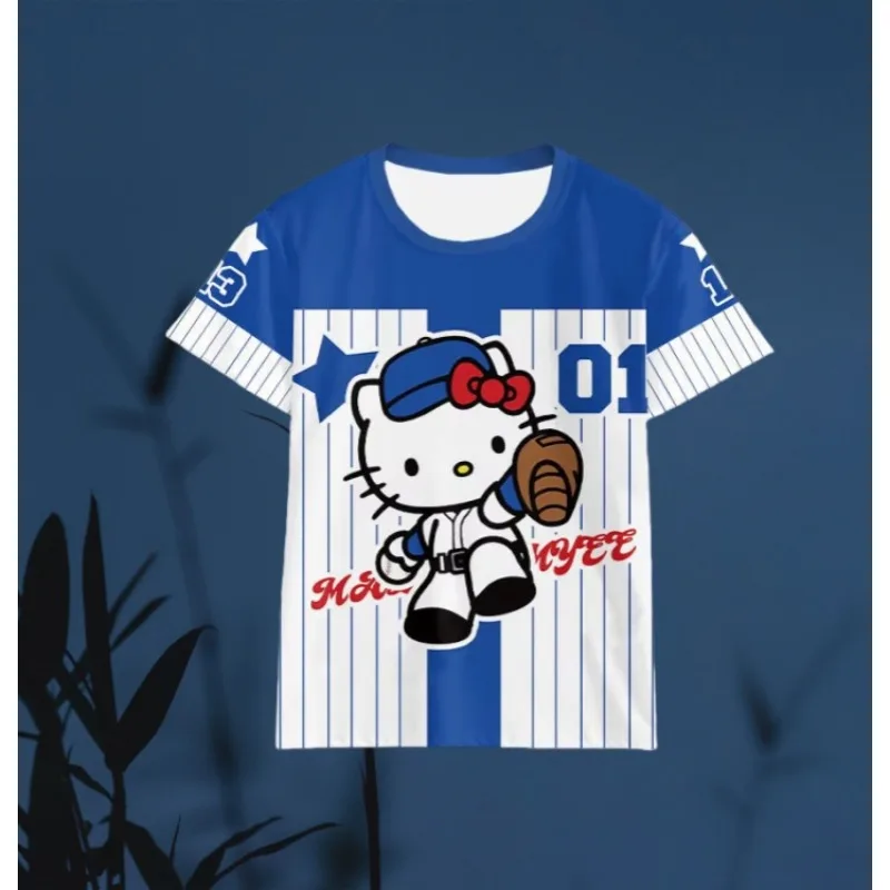 

MOTO-Hello Kitty женская футболка с короткими рукавами, летняя повседневная летняя милая мужская спортивная футболка с 3D принтом