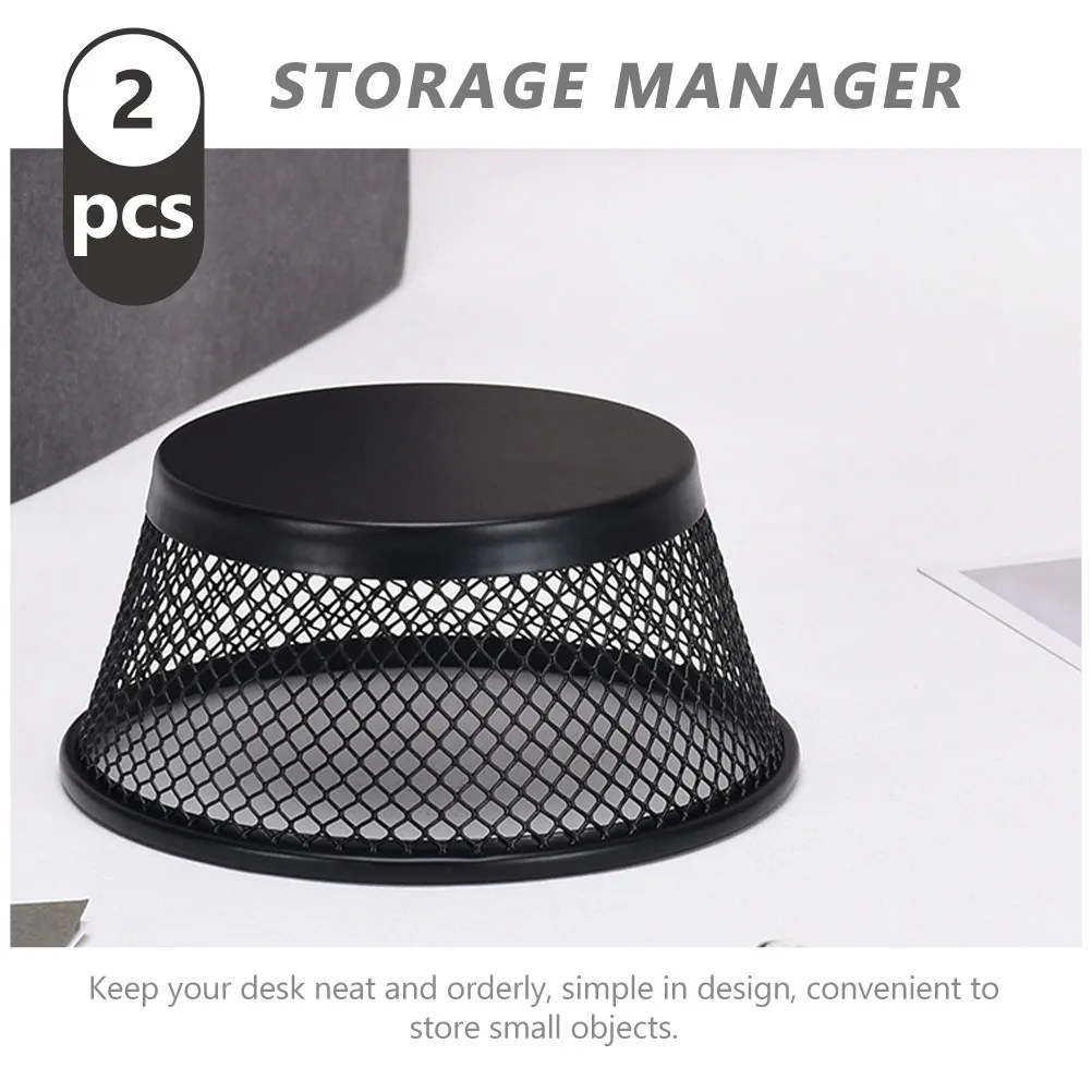 

2pcs Iron Art Paper Clip Holder Wear Resistant Desk ganizer Bin Container Mesh Office Supply Storage Box For Screws