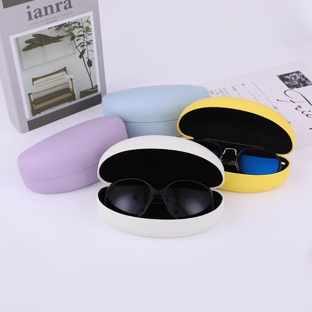 Solid Color Leather Sunglasses Glasses Case New Style Men and Women Sunglasses Case Glasses Case Compression Fashion Iron Box view 2