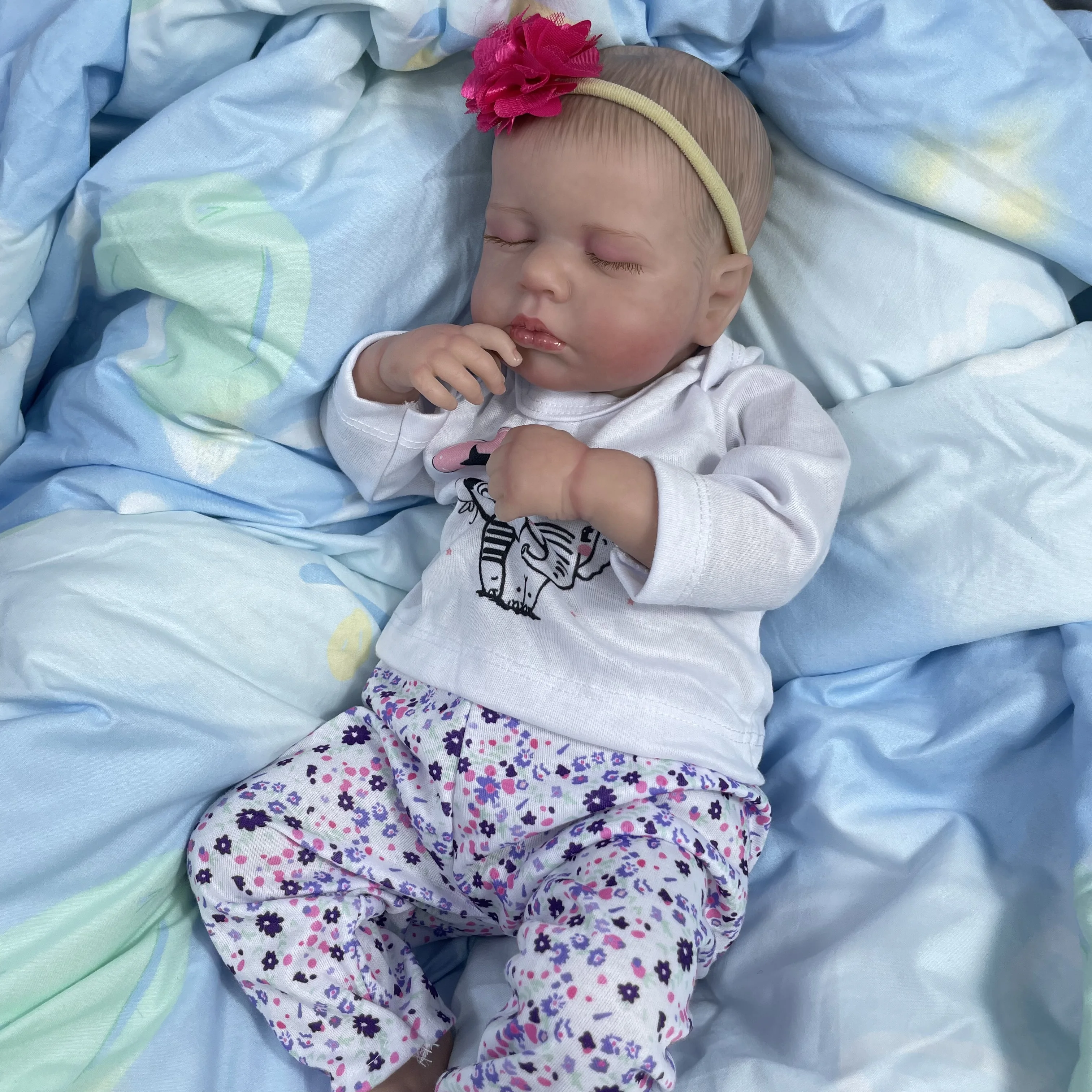 50CM Finished Reborn Baby Dolls LouLou Sleeping Girl Lifelike Silicone Vinyl Newborn 3D Skin Visible Veins DIY Toys For Girls