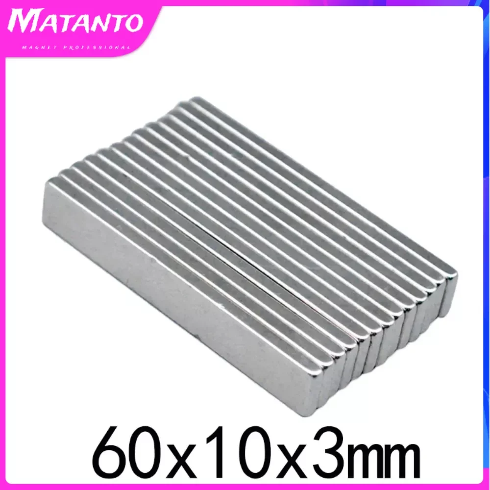 1/2/3PCS 60x10x3mm NdFeB Super Strong Neodymium Magnets Block Permanent Magnet 60x10x3 mm N35 Powerful Magnetic 60*10*3mm