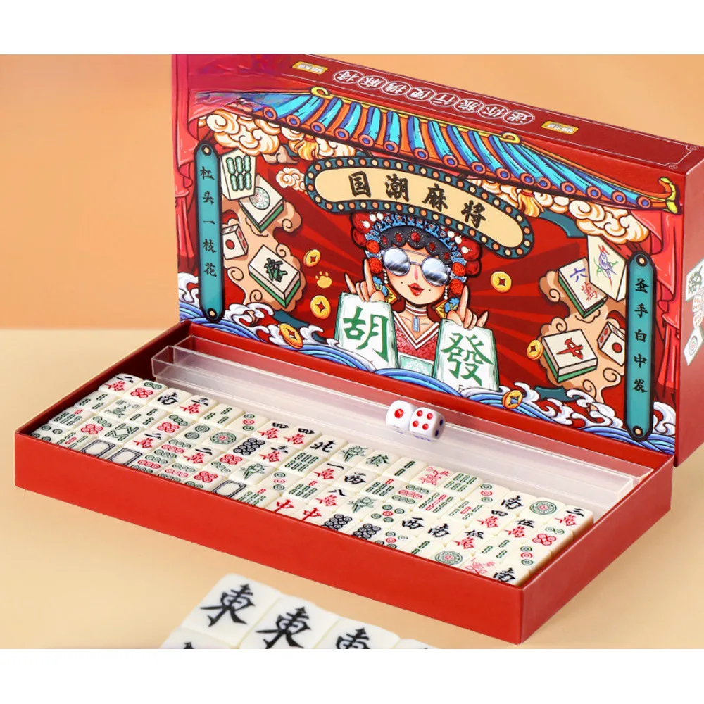 

Портативный водонепроницаемый набор маджонга в китайском стиле, портативный мини-дорожный маджонг для пикника на открытом воздухе, кемпинга, вечеринки, подарки