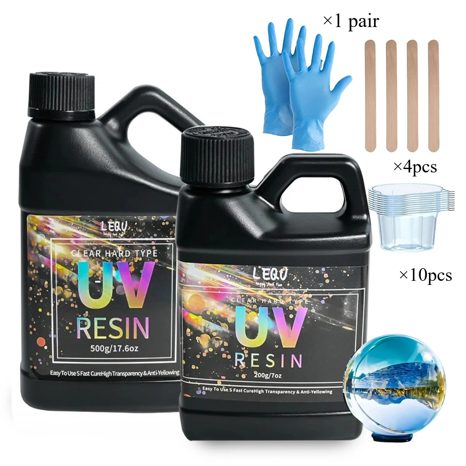 Kit Resina UV Migliorata 200/500/1000g, Resina Epossidica Trasparente a Polimerizzazione UV, Utilizzata per Artigianato e Creazione di Gioielli