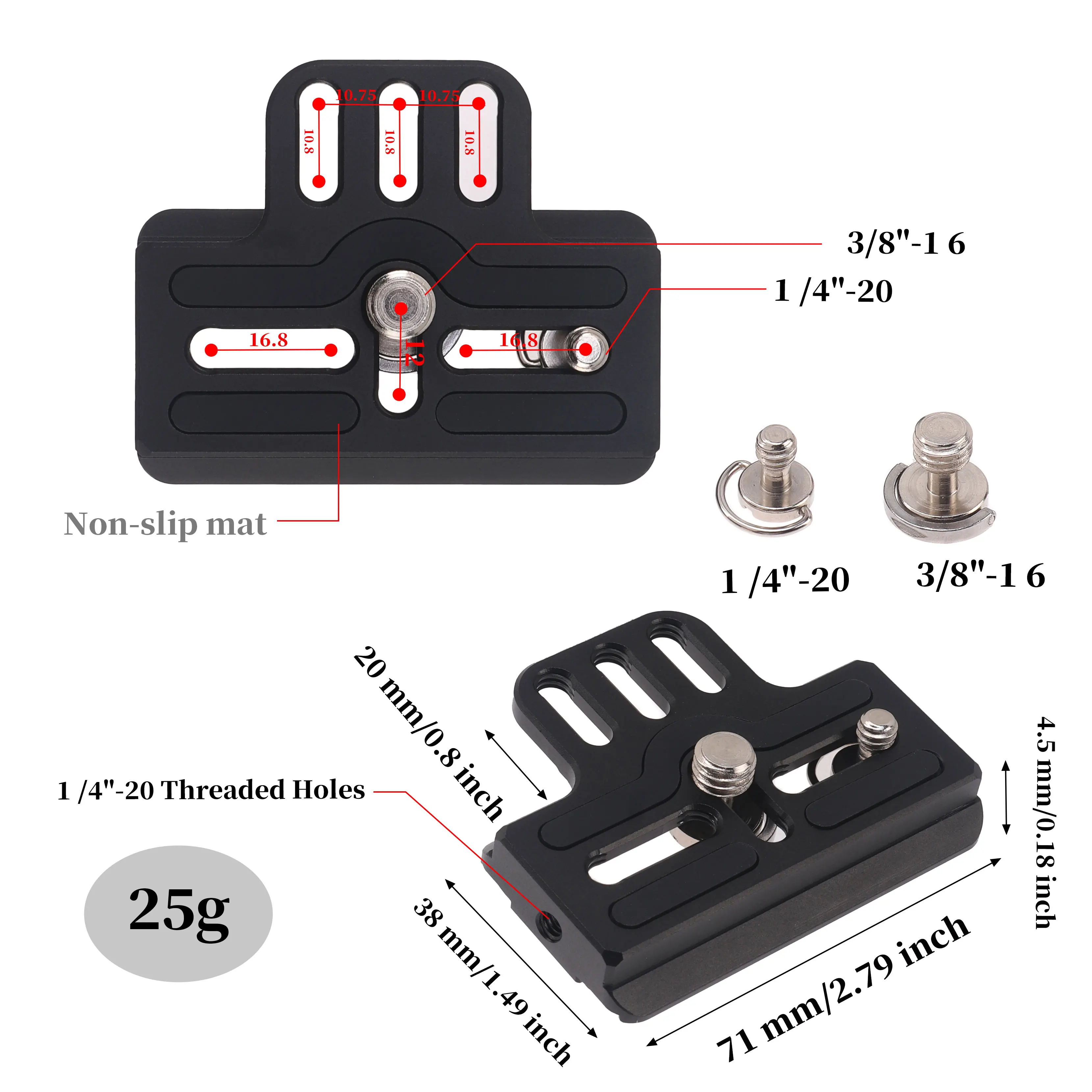 RadiNeo RS3 Quick Release Plate PU QR Baseplate with 1/4 3/8 Screws for DJI Ronin RS3 RSC2 RS2 Stabilizer Gimbal